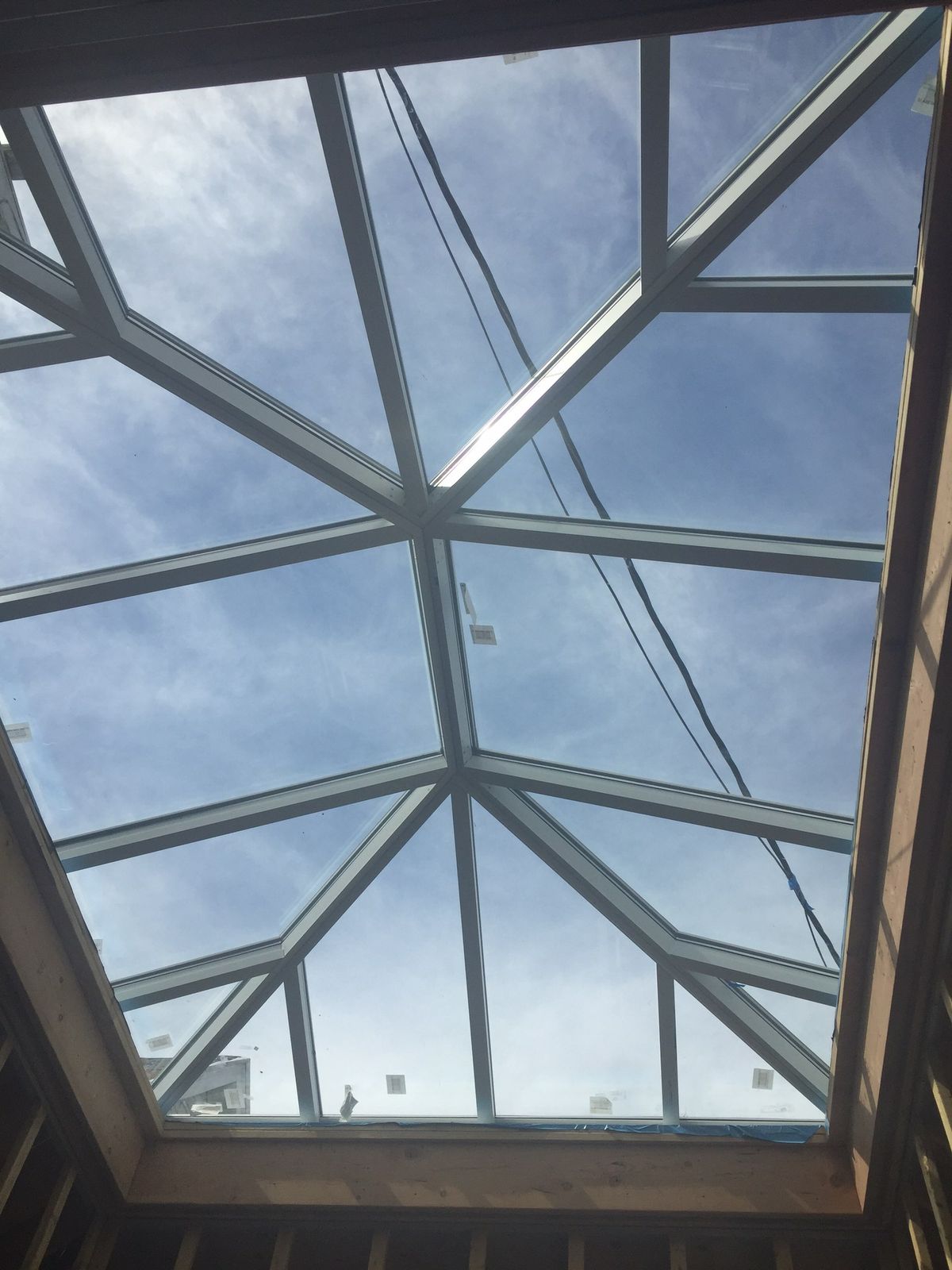 Custom glass skylight — interior view