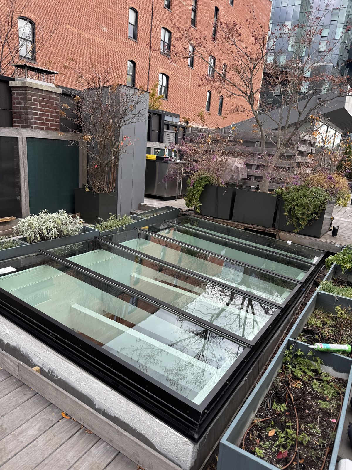 Walkable glass rooftop terrace