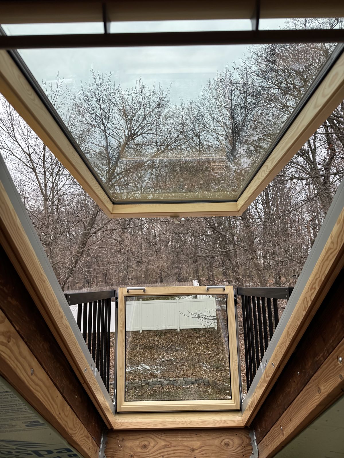 VELUX balcony roof window, opened