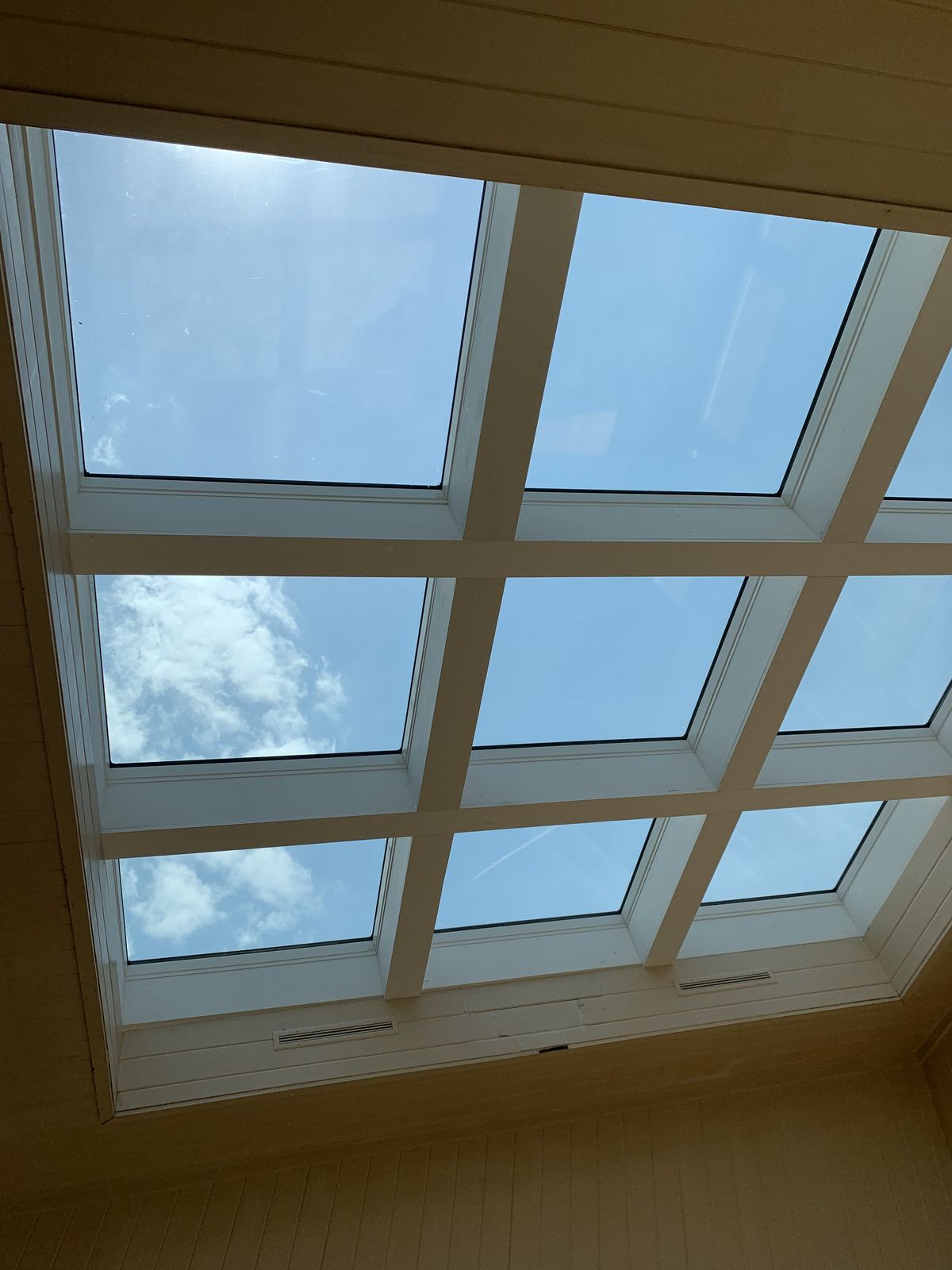 Nine-panel skylight grid, interior